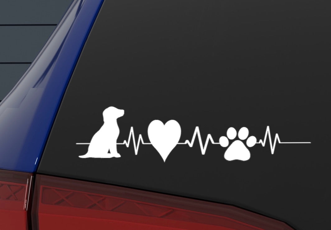 Heartbeat Dog Lovers Car Decal