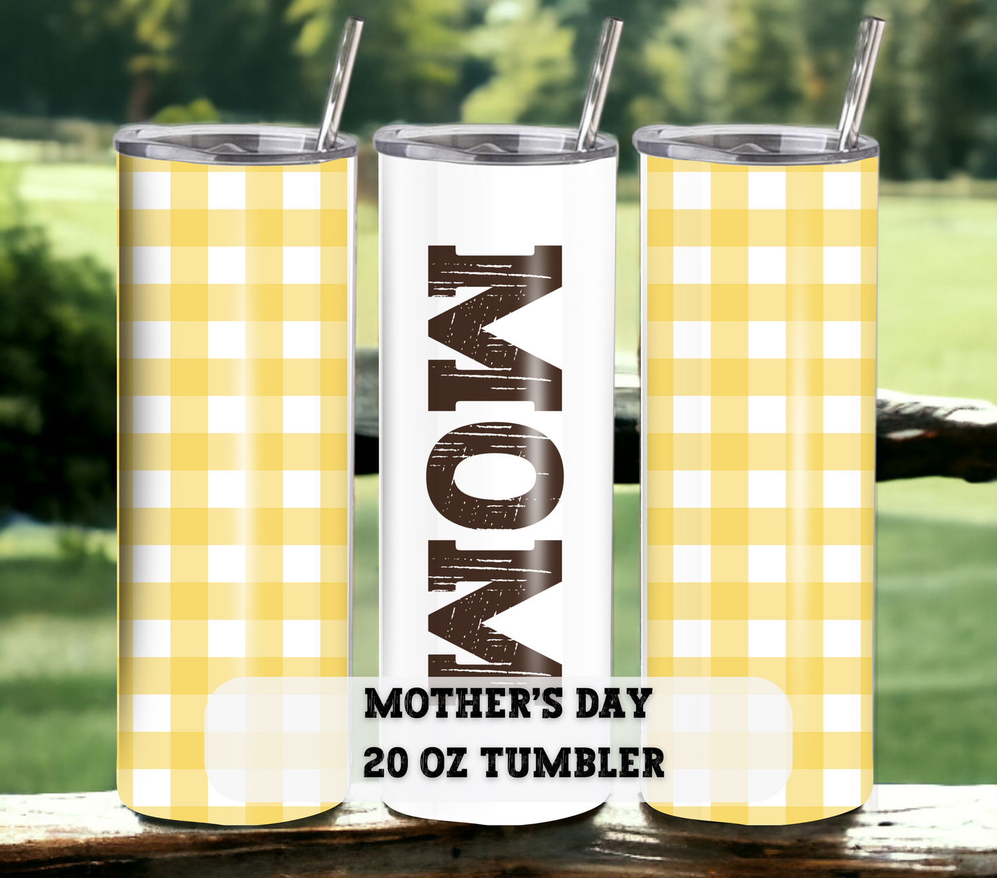 Mom - Mother's Day 20 oz Skinny Tumbler with Straw - Stainless Steel, Eco-Friendly, Reusable Metal Straw - Lid Drink Drinkware Water Bottles