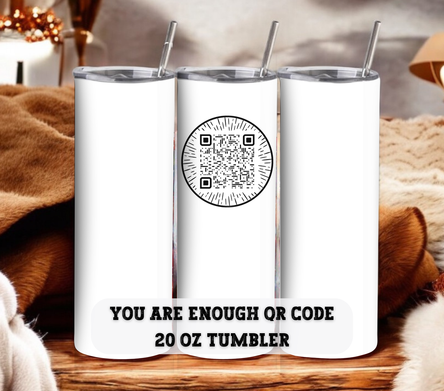 Inspirational QR Code with SCAN ME Tumbler - 20 oz Skinny Tumbler with Straw - Stainless Steel, Eco-Friendly, Reusable Metal Straw - Lid Drink Drinkware Water Bottles