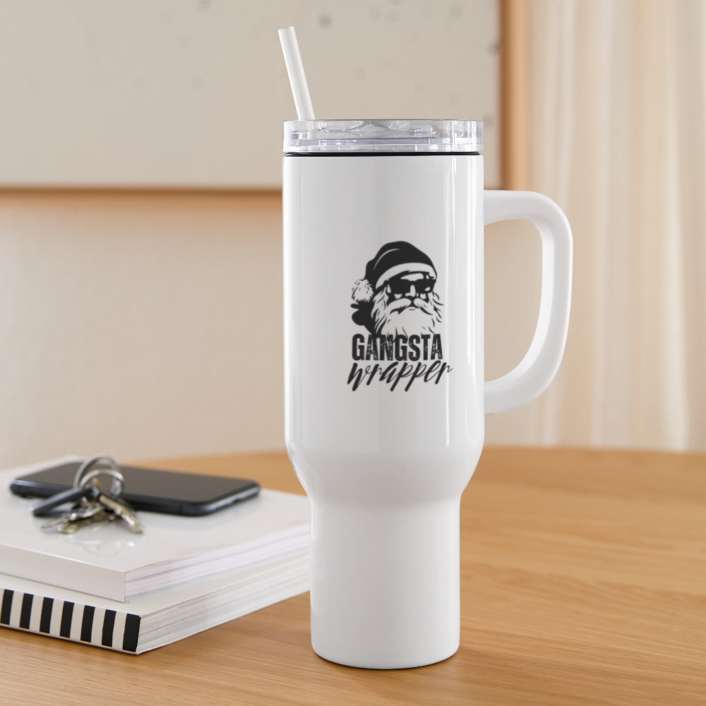 Gangsta Wrapper 40 oz Travel Tumbler - white