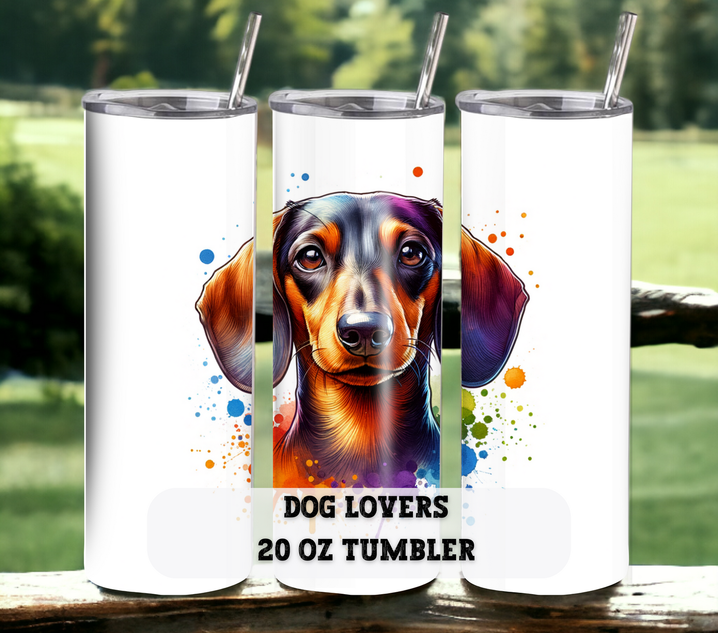 Dachshund 20 oz Skinny Tumbler with Straw - Stainless Steel, Eco-Friendly, Reusable Metal Straw - Lid Drink Drinkware Water Bottles