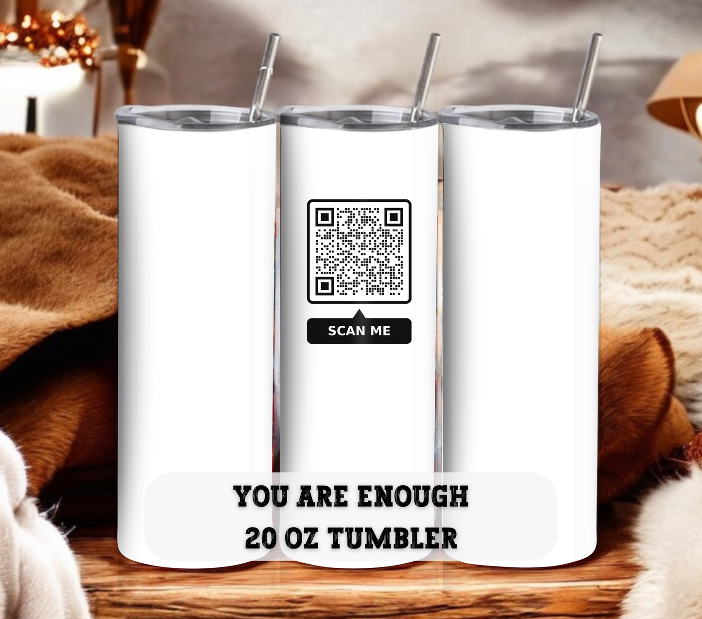 Inspirational QR Code with SCAN ME Tumbler - 20 oz Skinny Tumbler with Straw - Stainless Steel, Eco-Friendly, Reusable Metal Straw - Lid Drink Drinkware Water Bottles