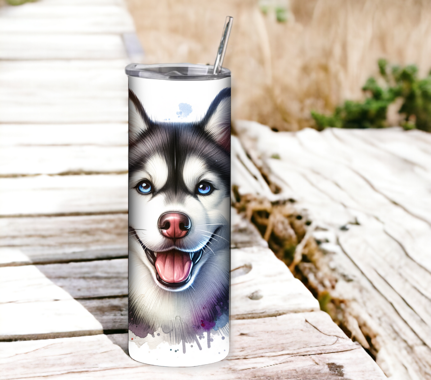 Husky 20 oz Skinny Tumbler with Straw - Stainless Steel, Eco-Friendly, Reusable Metal Straw - Lid Drink Drinkware Water Bottles