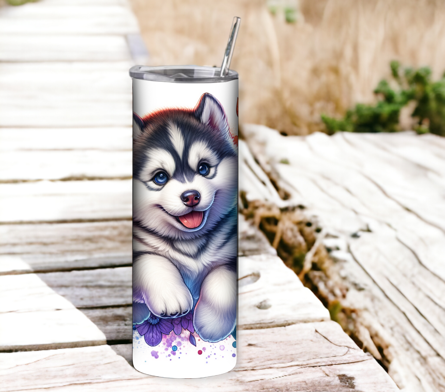 Husky 20 oz Skinny Tumbler with Straw - Stainless Steel, Eco-Friendly, Reusable Metal Straw - Lid Drink Drinkware Water Bottles