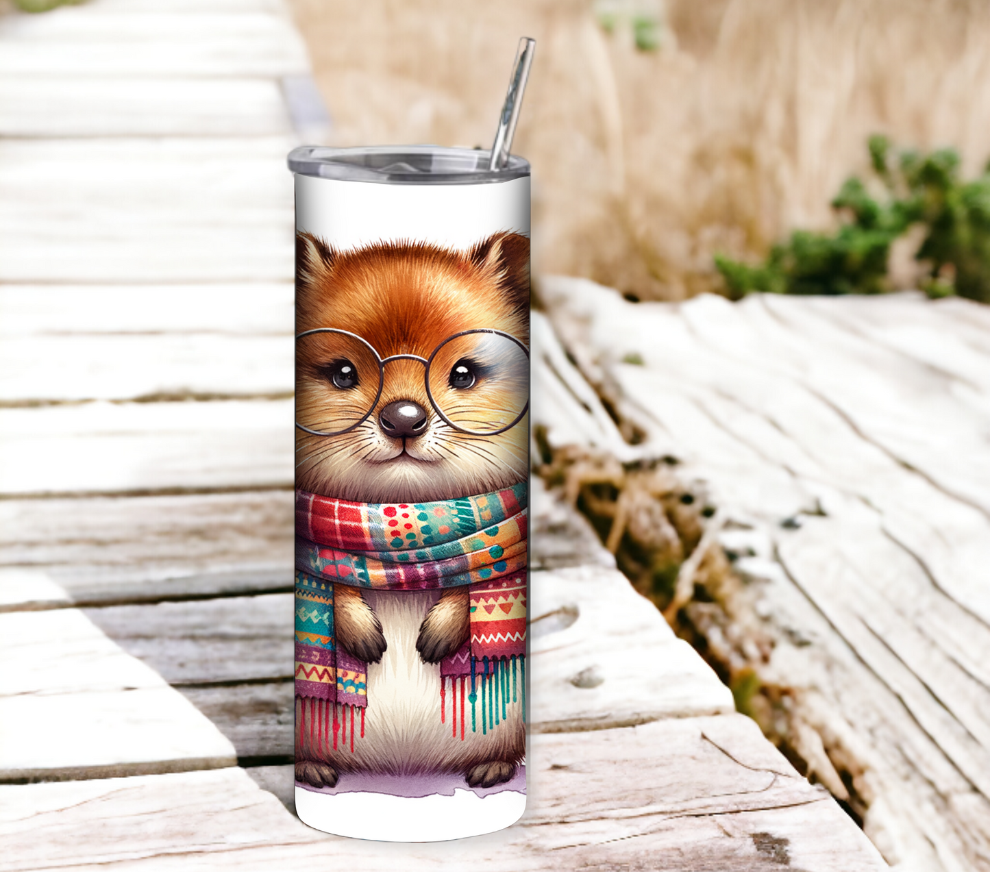 Cute Quokkas 20 oz Skinny Tumbler with Straw - Stainless Steel, Eco-Friendly, Reusable Metal Straw - Lid Drink Drinkware Water Bottles