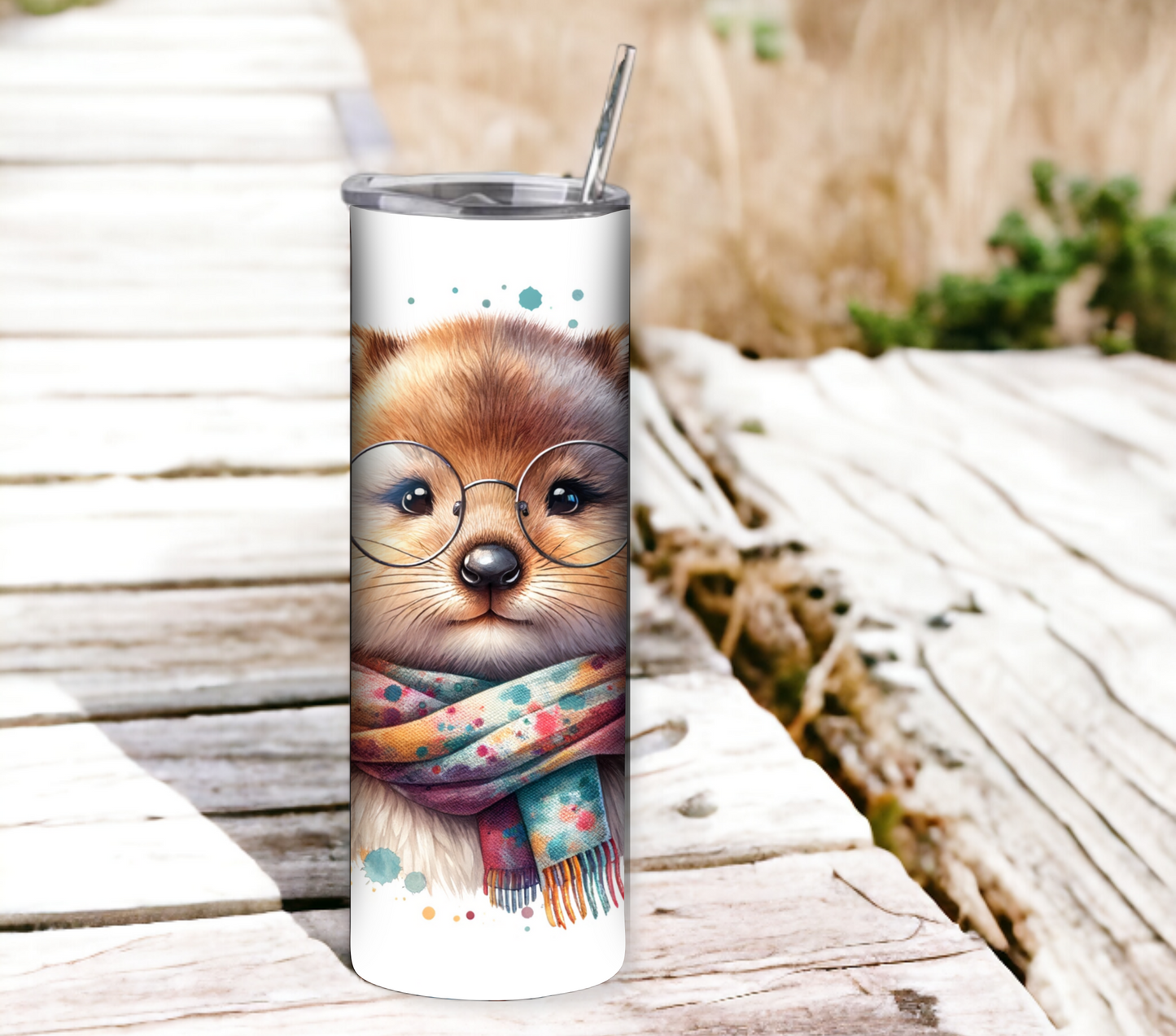 Cute Quokkas 20 oz Skinny Tumbler with Straw - Stainless Steel, Eco-Friendly, Reusable Metal Straw - Lid Drink Drinkware Water Bottles