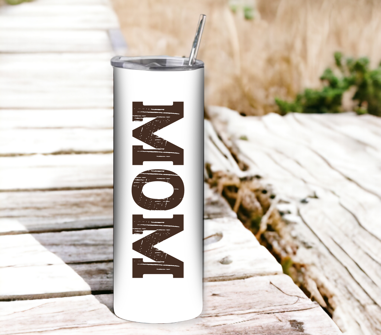 Mom - Mother's Day 20 oz Skinny Tumbler with Straw - Stainless Steel, Eco-Friendly, Reusable Metal Straw - Lid Drink Drinkware Water Bottles