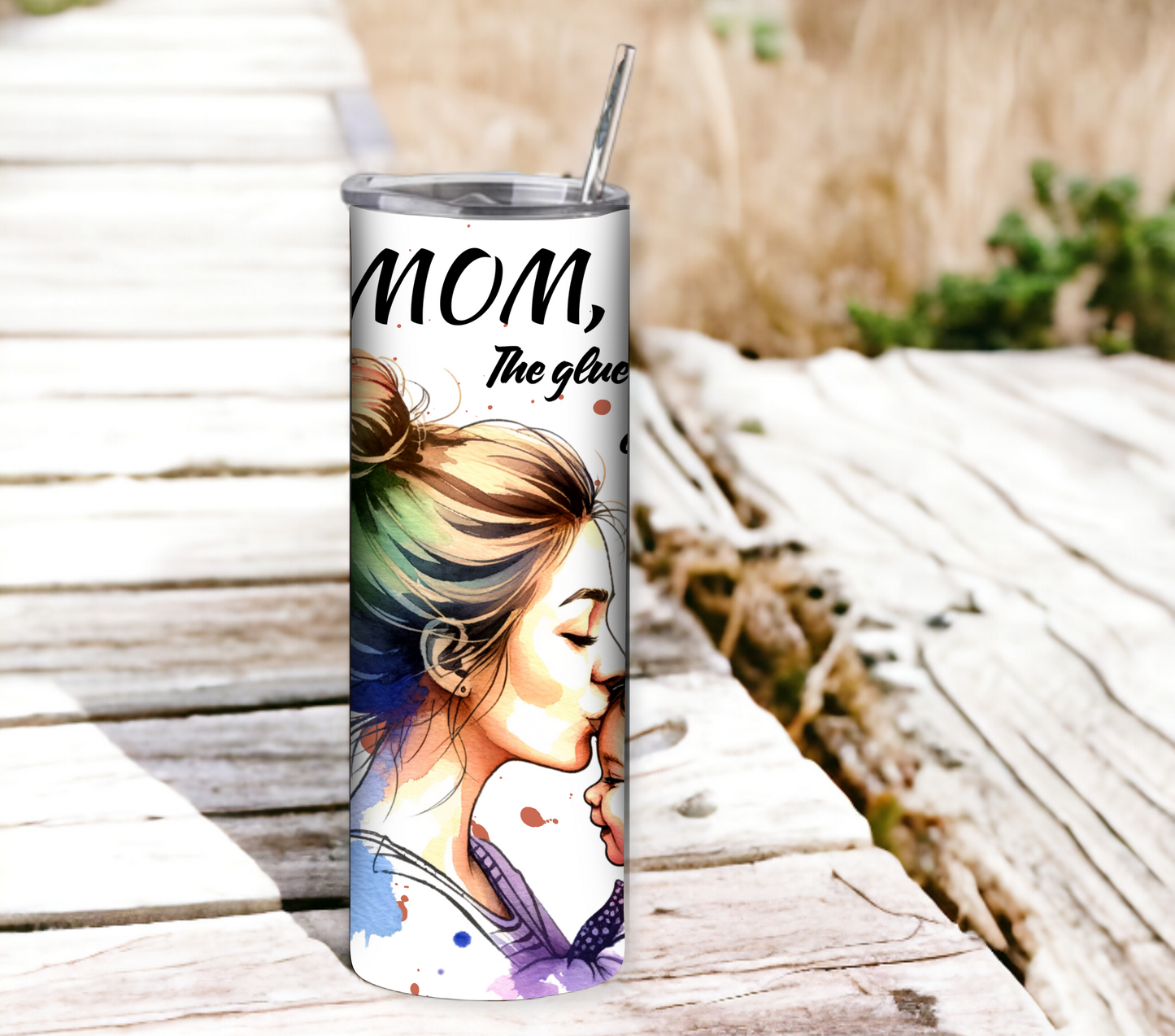 Mother's Day 20 oz Skinny Tumbler with Straw - Stainless Steel, Eco-Friendly, Reusable Metal Straw - Lid Drink Drinkware Water Bottles