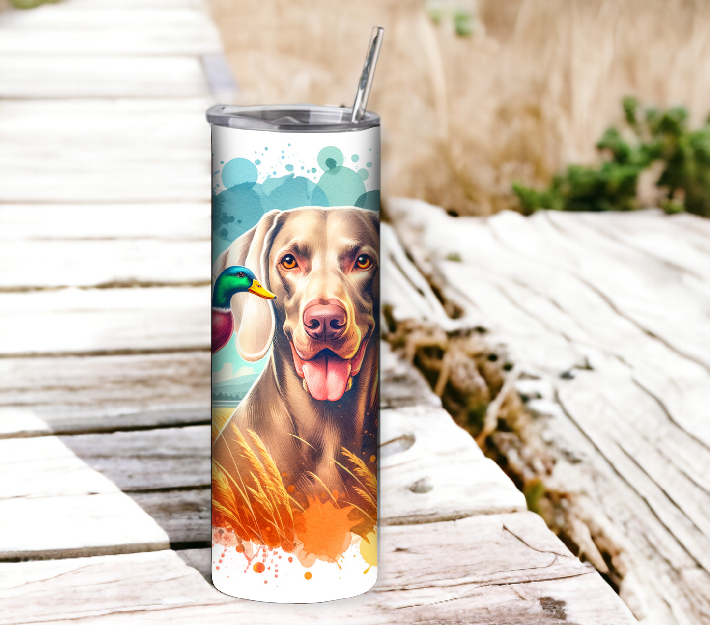 Dog Lover 20 oz Skinny Tumbler with Straw - Stainless Steel, Eco-Friendly, Reusable Metal Straw - Lid Drink Drinkware Water Bottles