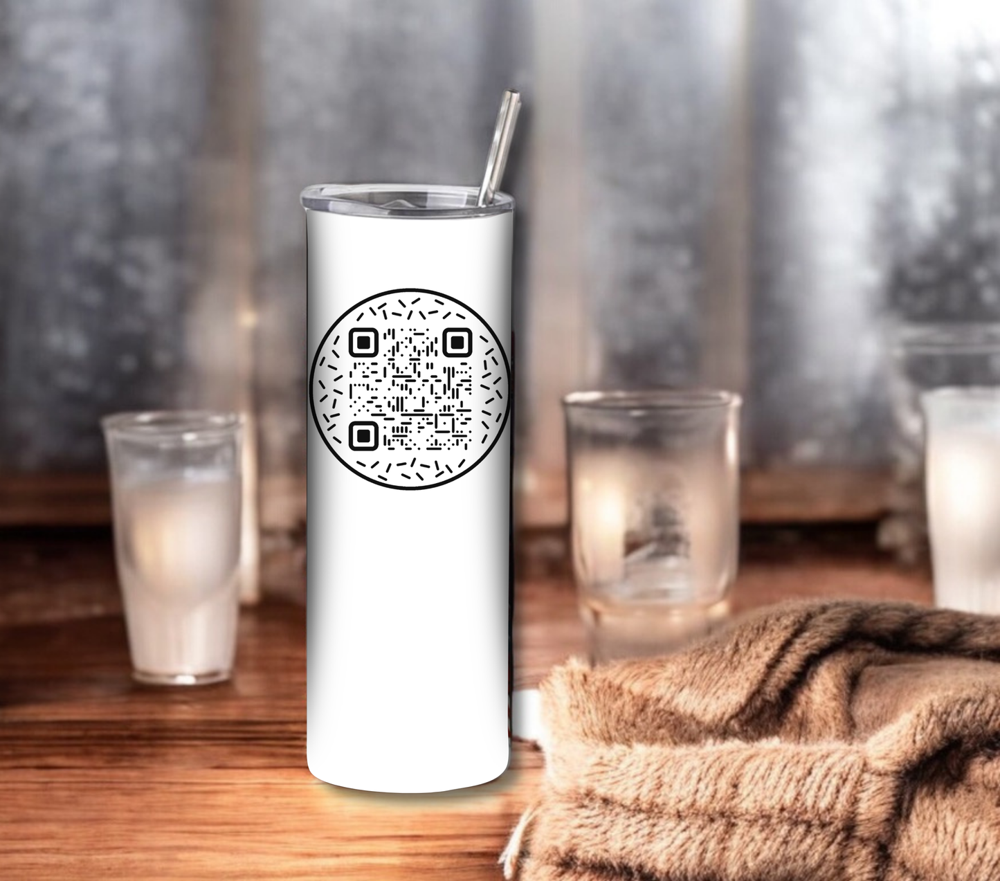 Funny QR Code Tumbler - 20 oz Skinny Tumbler with Straw - Stainless Steel, Eco-Friendly, Reusable Metal Straw - Lid Drink Drinkware Water Bottles