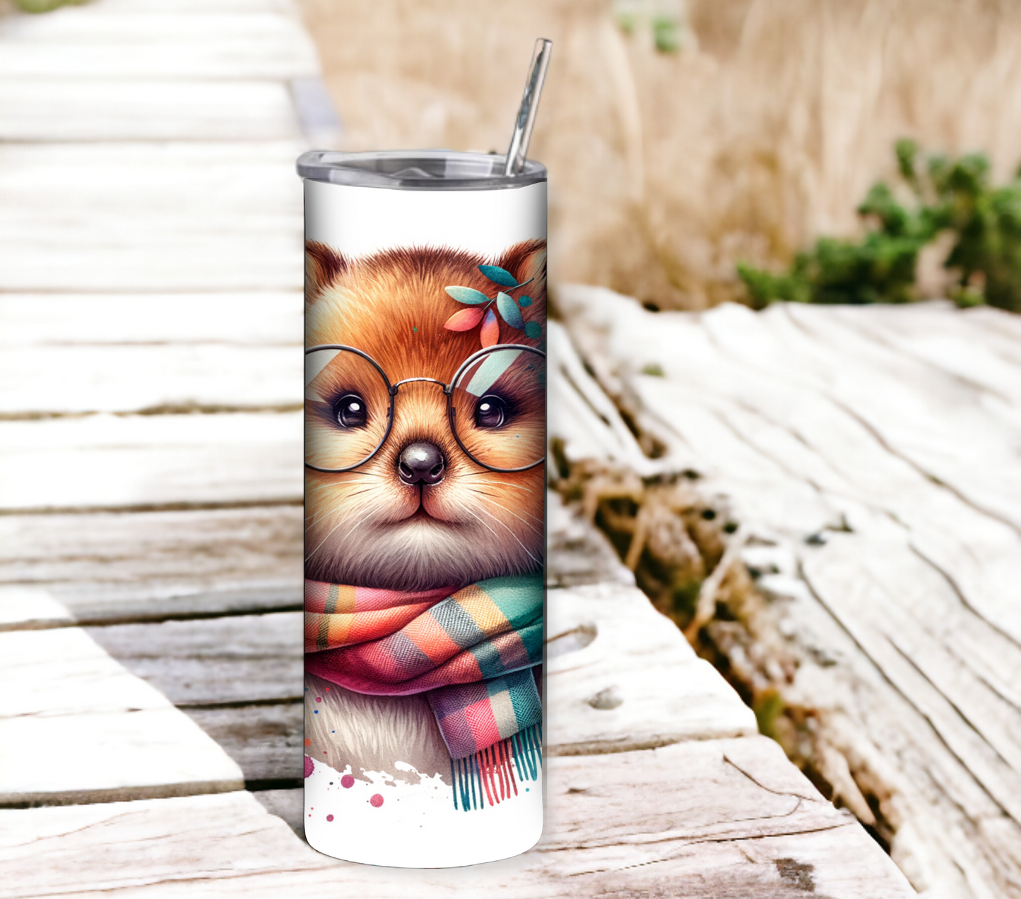 Cute Quokkas 20 oz Skinny Tumbler with Straw - Stainless Steel, Eco-Friendly, Reusable Metal Straw - Lid Drink Drinkware Water Bottles