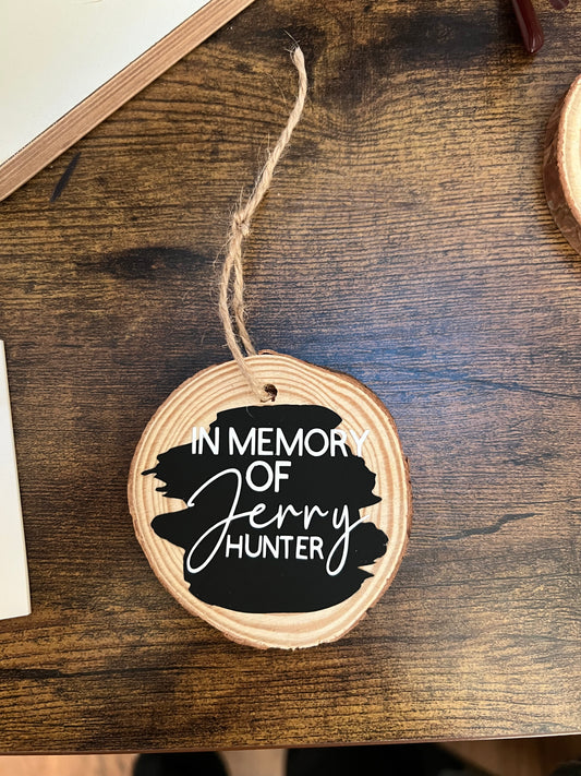 “In Memory of” Wooden Vinyl Ornaments