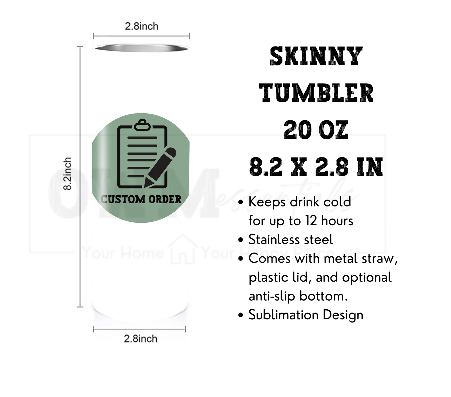 Custom Image - 20 oz Skinny Tumbler