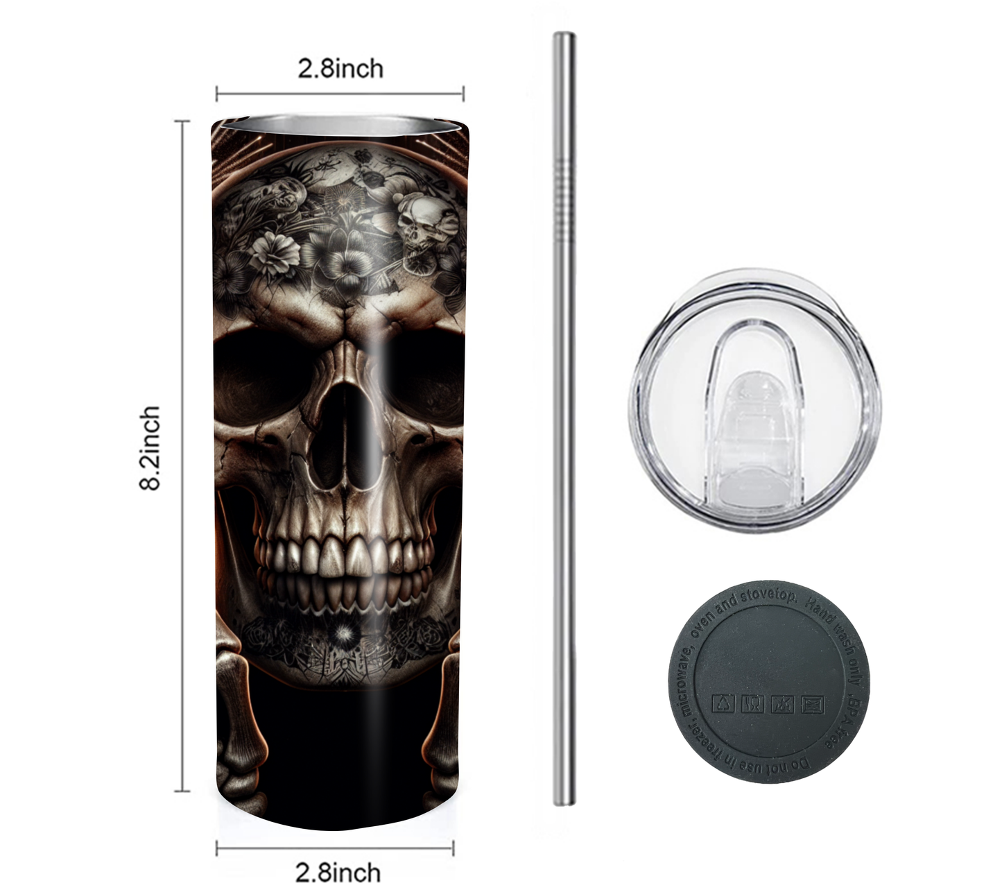 Funny Middle Finger 4th of July Skull 20 Oz Tumbler