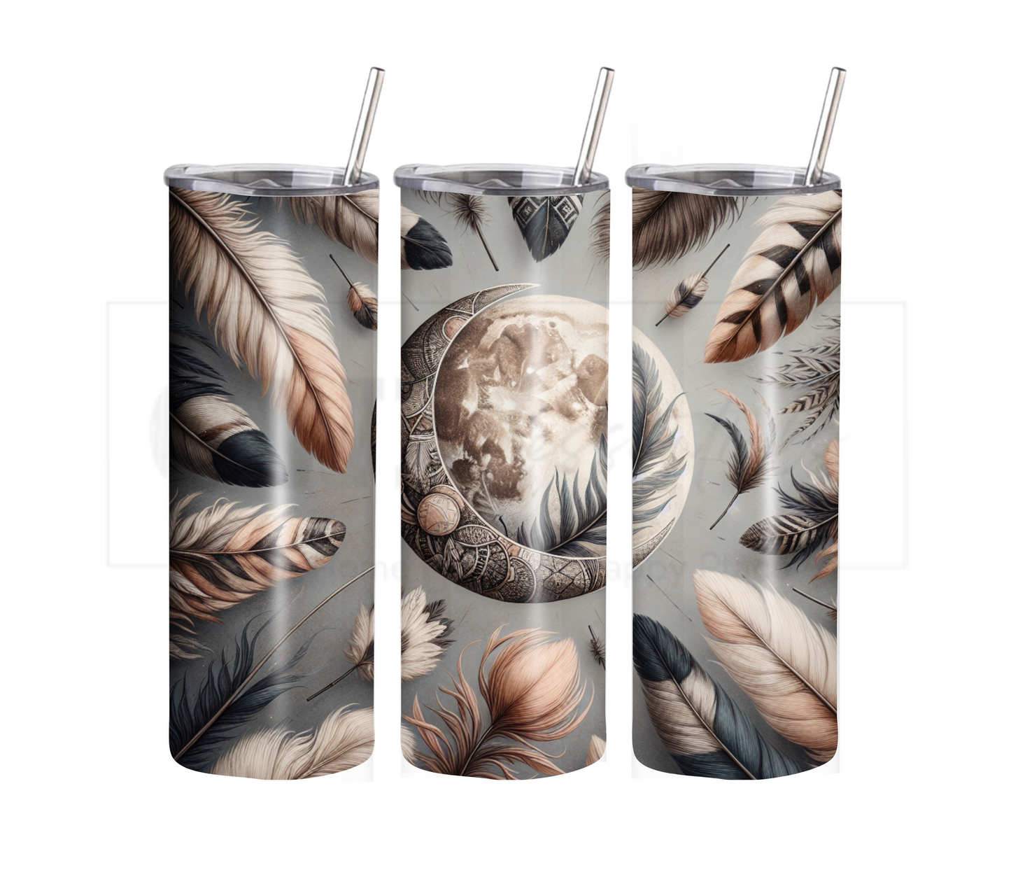 Dreamcatcher 20 oz Skinny Tumbler with Straw - Stainless Steel, Eco-Friendly, Reusable Metal Straw - Lid Drink Drinkware Water Bottles