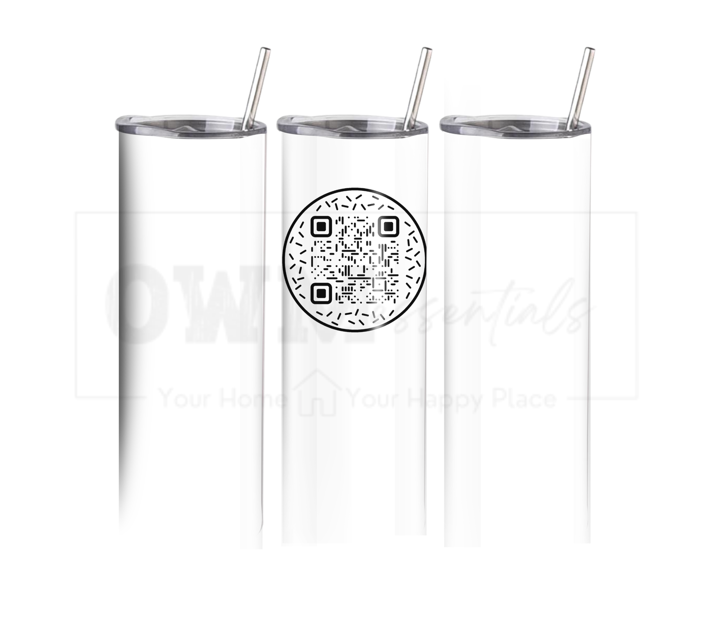 Funny QR Code Tumbler - 20 oz Skinny Tumbler with Straw - Stainless Steel, Eco-Friendly, Reusable Metal Straw - Lid Drink Drinkware Water Bottles