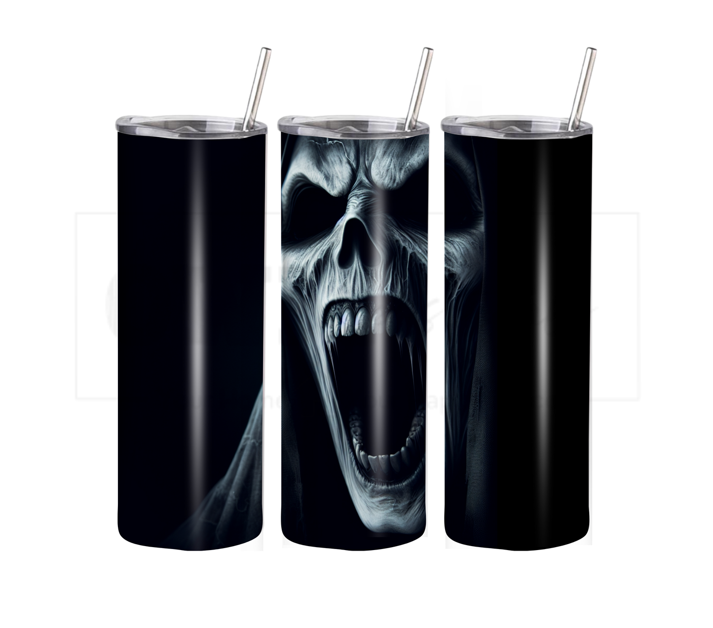 Screaming Demon 20 oz Skinny Tumbler with Straw - Stainless Steel, Eco-Friendly, Reusable Metal Straw - Lid Drink Drinkware Water Bottles