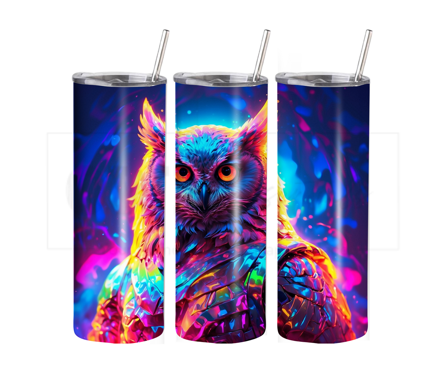 Owl 20 oz Skinny Tumbler with Straw - Stainless Steel, Eco-Friendly, Reusable Metal Straw - Lid Drink Drinkware Water Bottles