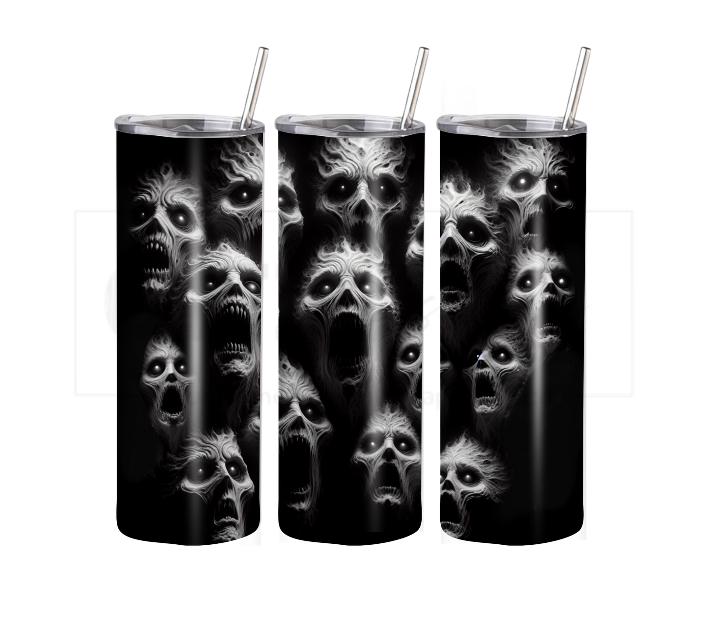 Screaming Demon 20 oz Skinny Tumbler with Straw - Stainless Steel, Eco-Friendly, Reusable Metal Straw - Lid Drink Drinkware Water Bottles