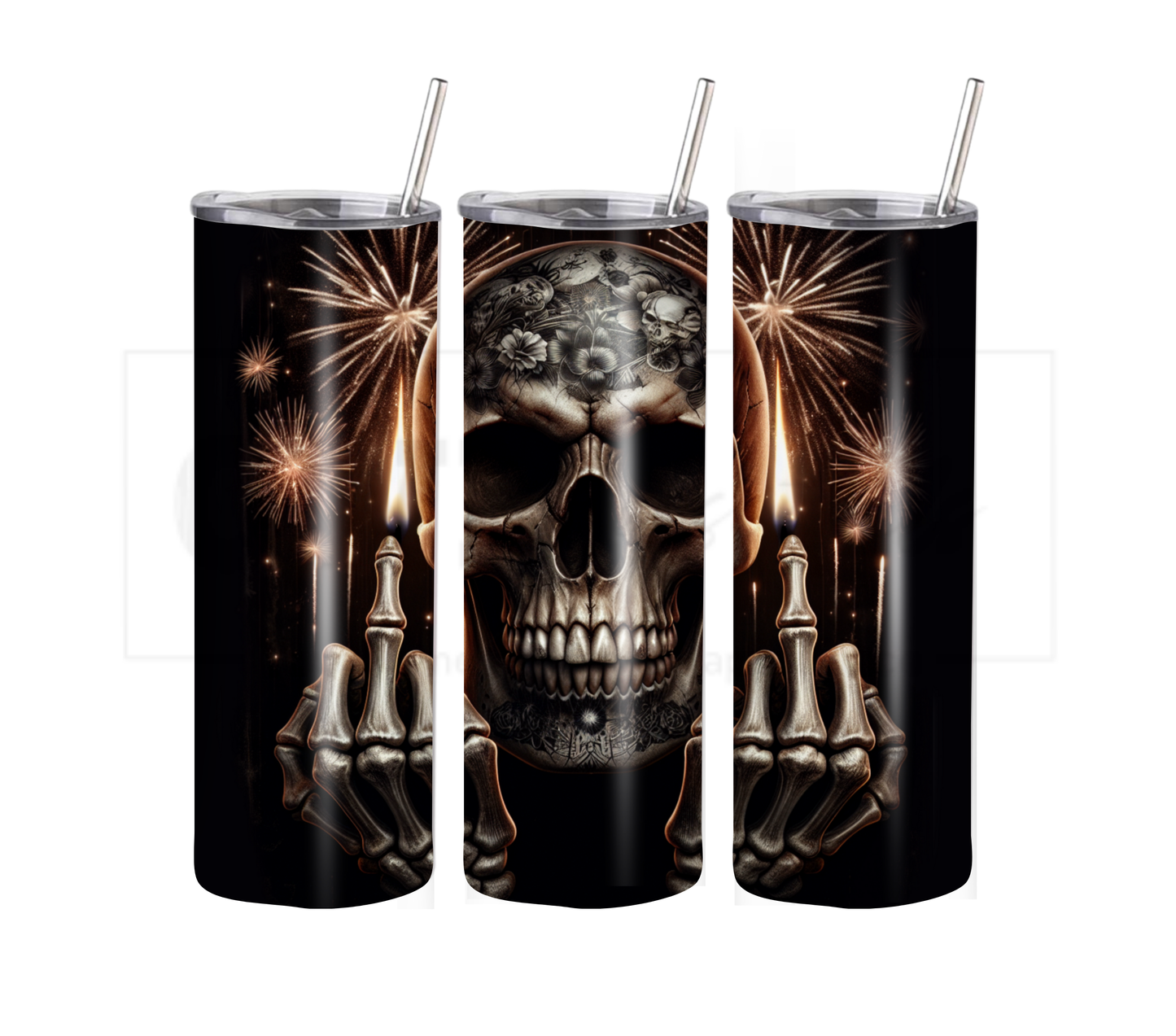 Funny Middle Finger 4th of July Skull 20 Oz Tumbler