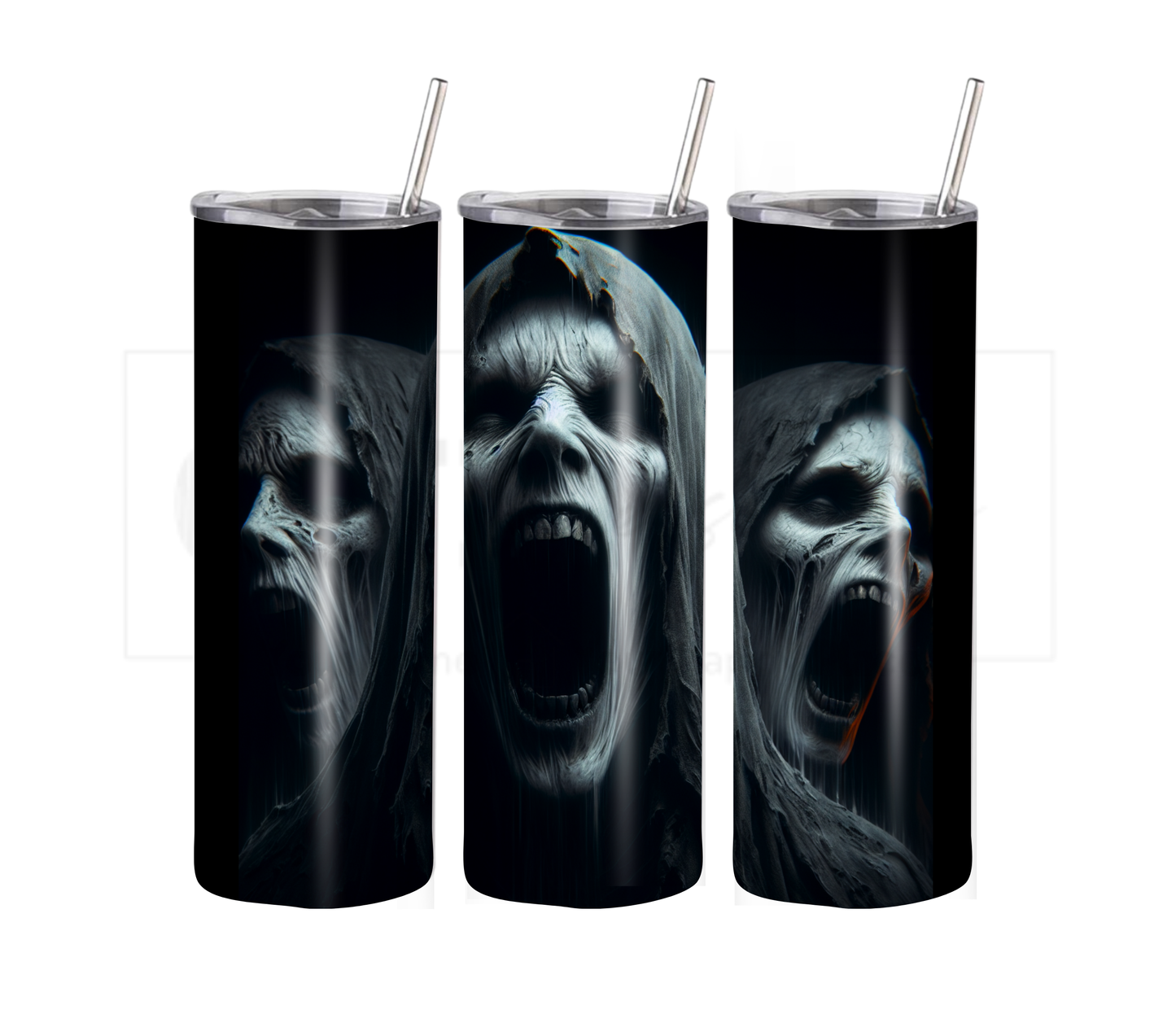 Screaming Demon 20 oz Skinny Tumbler with Straw - Stainless Steel, Eco-Friendly, Reusable Metal Straw - Lid Drink Drinkware Water Bottles