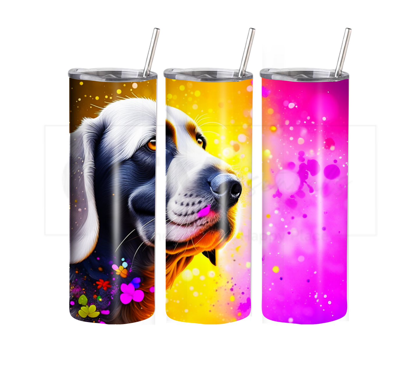 Dog Lover 20 oz Skinny Tumbler with Straw - Stainless Steel, Eco-Friendly, Reusable Metal Straw - Lid Drink Drinkware Water Bottles