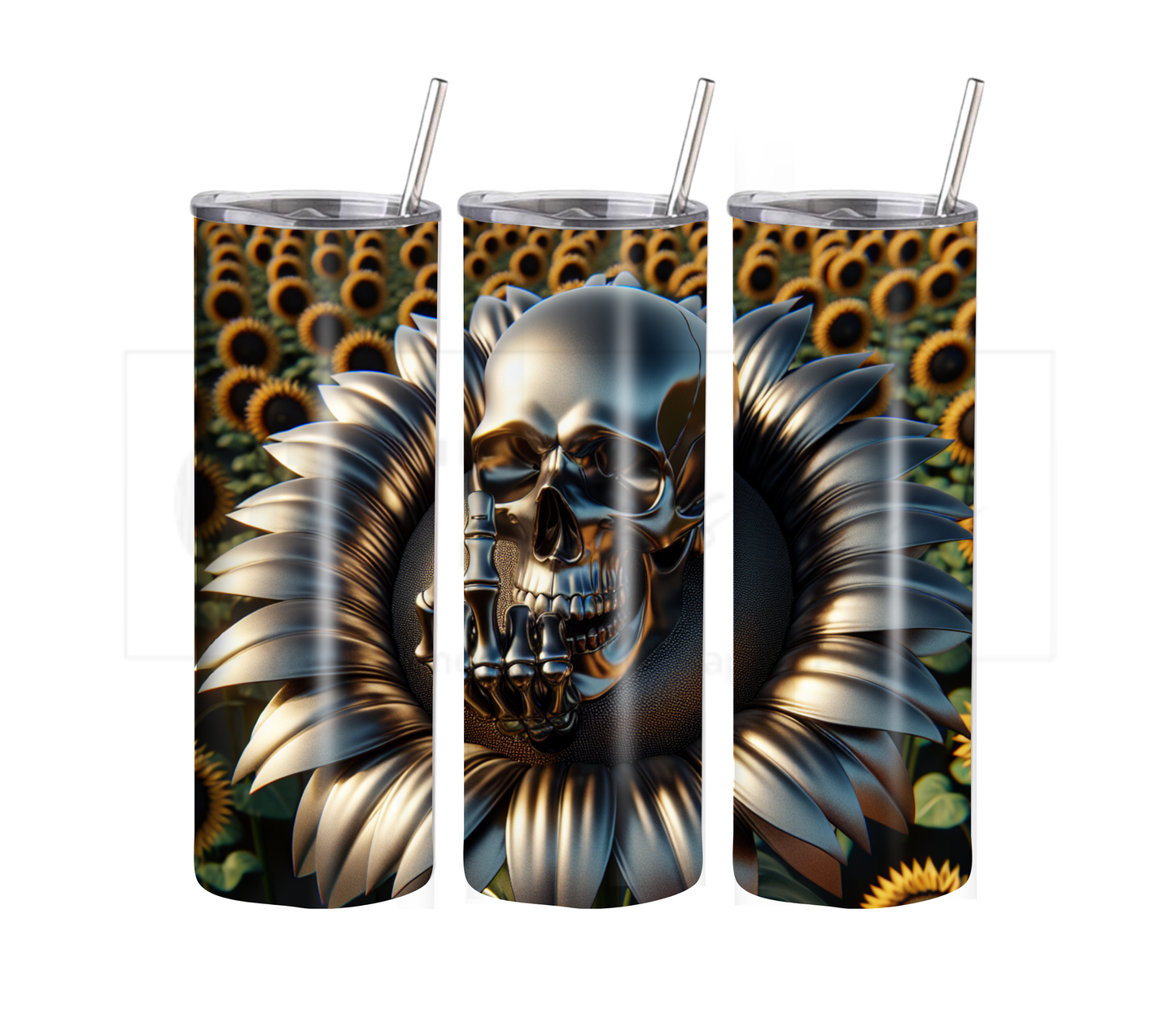 Funny Middle Finger Skull 20 oz Skinny Tumbler with Straw - Stainless Steel, Eco-Friendly, Reusable Metal Straw - Lid Drink Drinkware Water Bottles