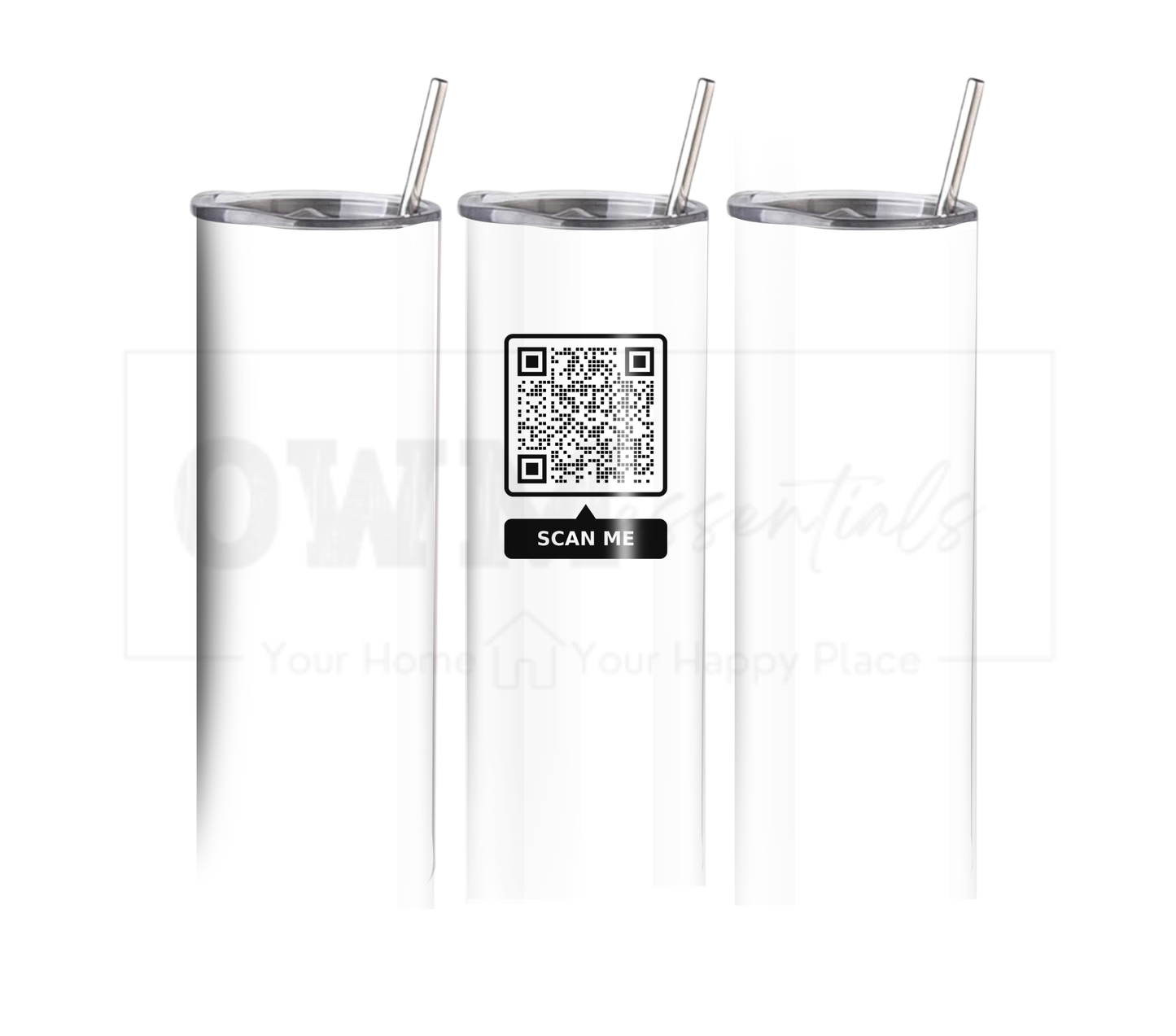 Inspirational QR Code with SCAN ME Tumbler - 20 oz Skinny Tumbler with Straw - Stainless Steel, Eco-Friendly, Reusable Metal Straw - Lid Drink Drinkware Water Bottles