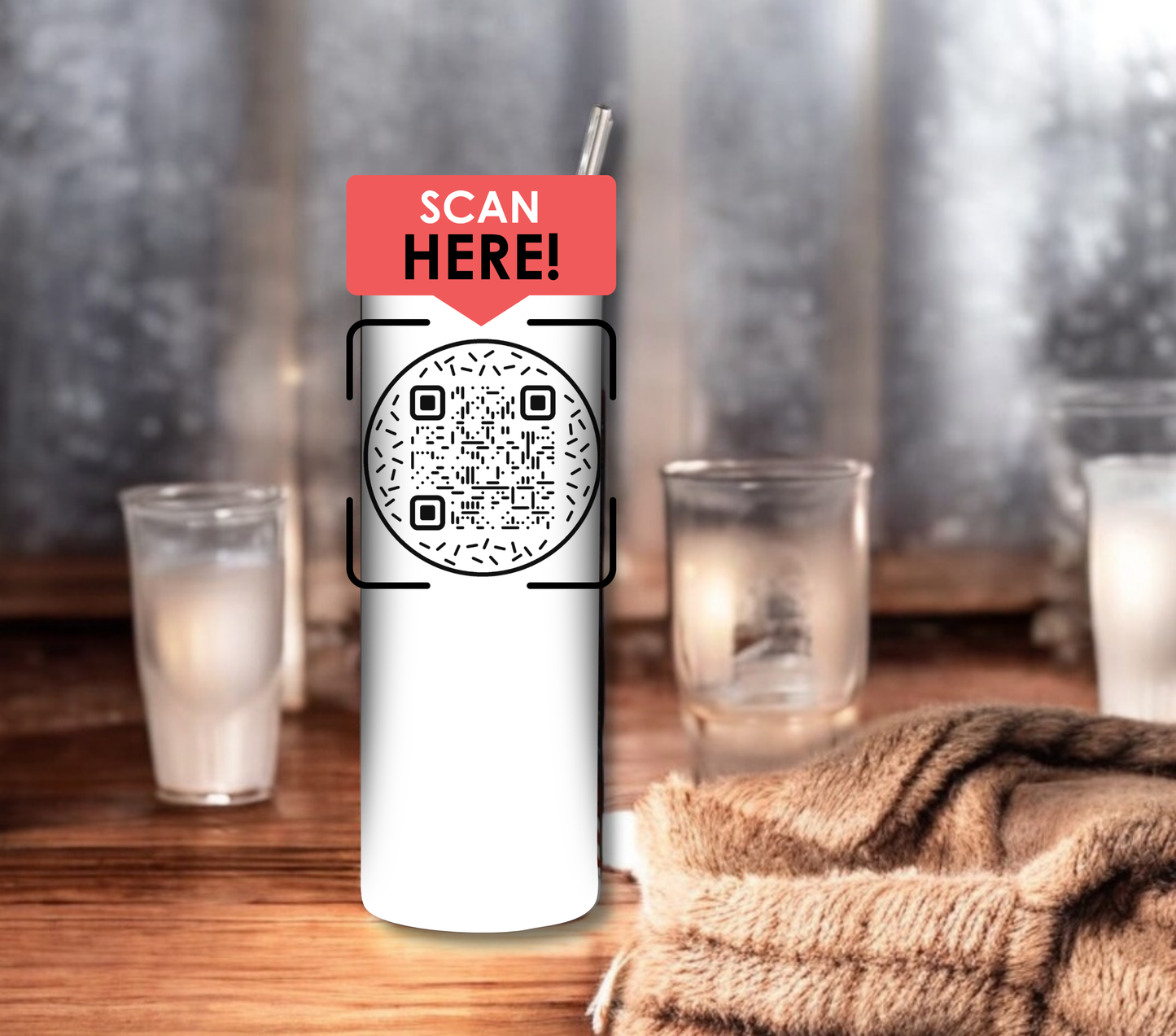 Funny QR Code Tumbler - 20 oz Skinny Tumbler with Straw - Stainless Steel, Eco-Friendly, Reusable Metal Straw - Lid Drink Drinkware Water Bottles