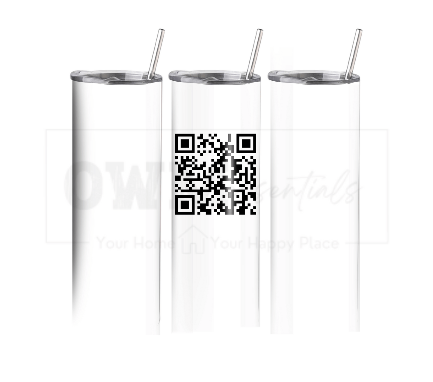 Funny QR Code Tumbler 20 oz Skinny Tumbler with Straw - Stainless Steel, Eco-Friendly, Reusable Metal Straw - Lid Drink Drinkware Water Bottles