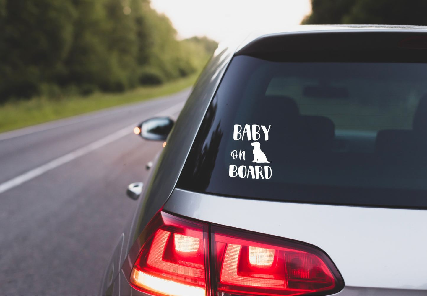 Baby on Board Car Decal with Puppy