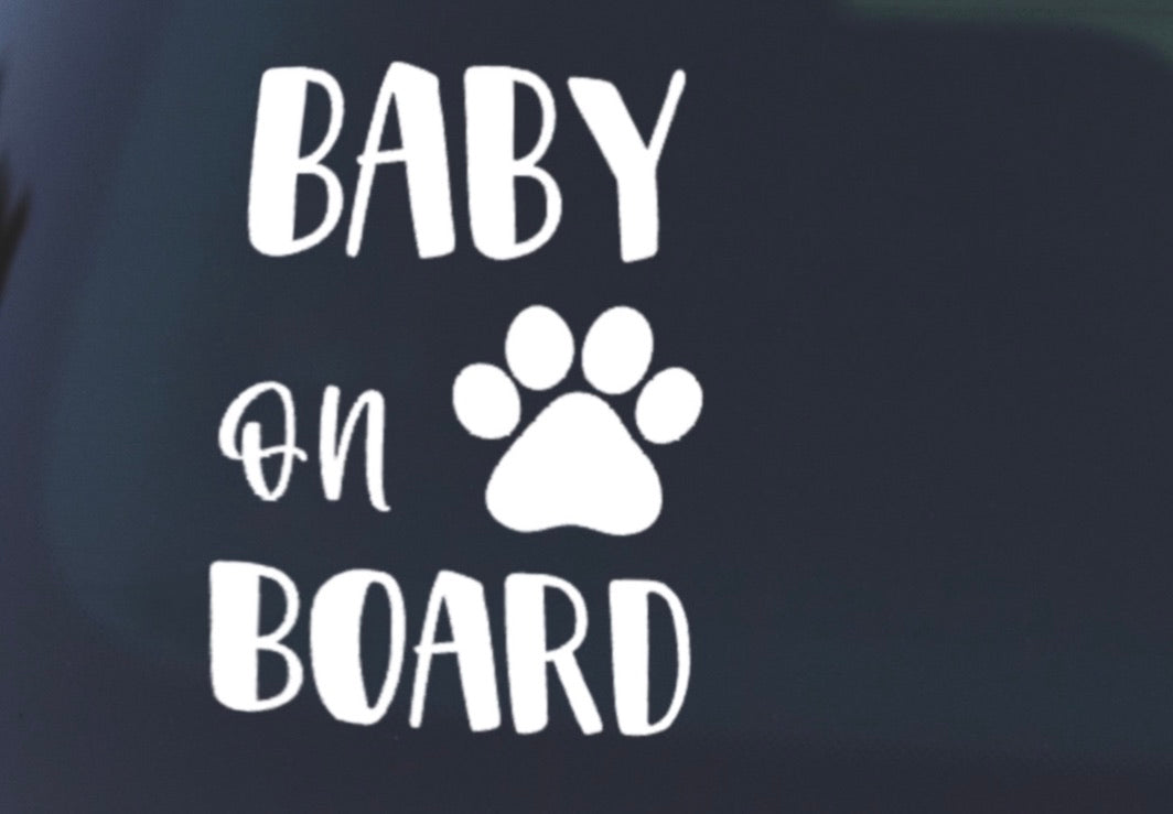 Baby On Board with Paw Print Car Decal