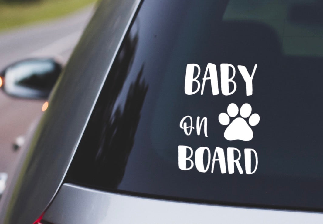 Baby On Board with Paw Print Car Decal