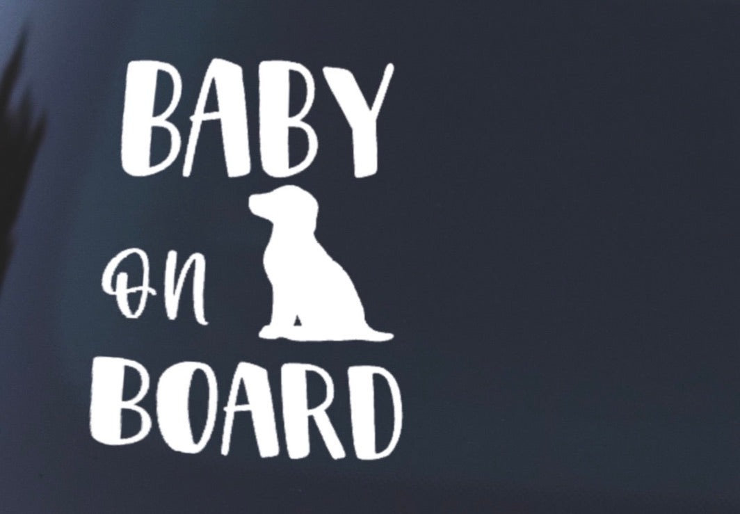 Baby on Board Car Decal with Puppy