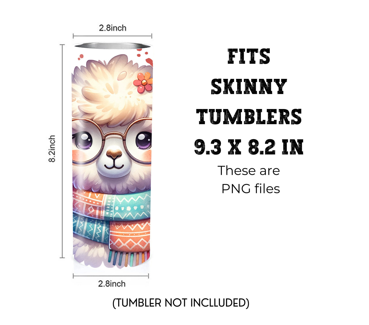 Alpaca 20 oz Skinny Tumbler Sublimation Design - PNG Instant  - DIGITAL DOWNLOAD