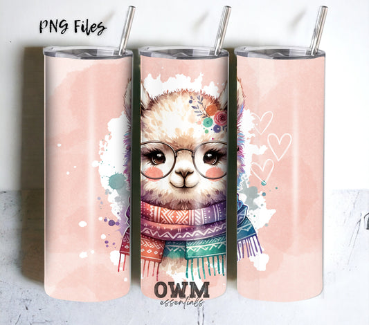 Alpaca 20 oz Skinny Tumbler Sublimation Design - PNG Instant  - DIGITAL DOWNLOAD